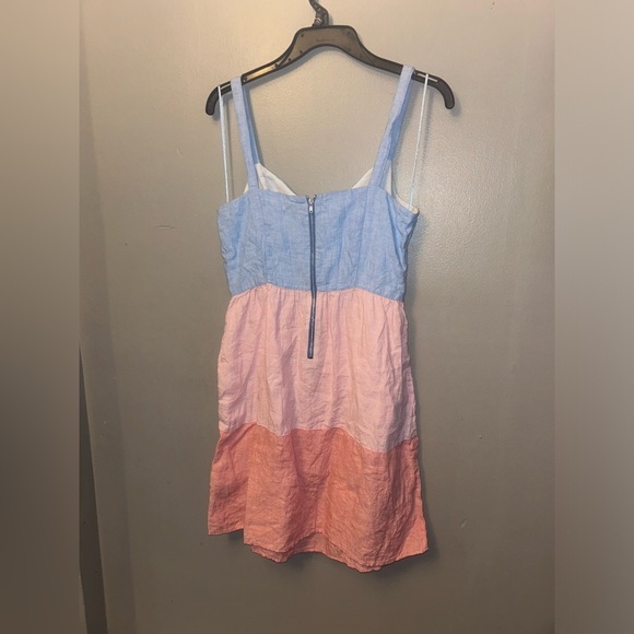 Cynthia Rowley dress - 100% linen pastel color block sleeveless - Picture 4 of 9